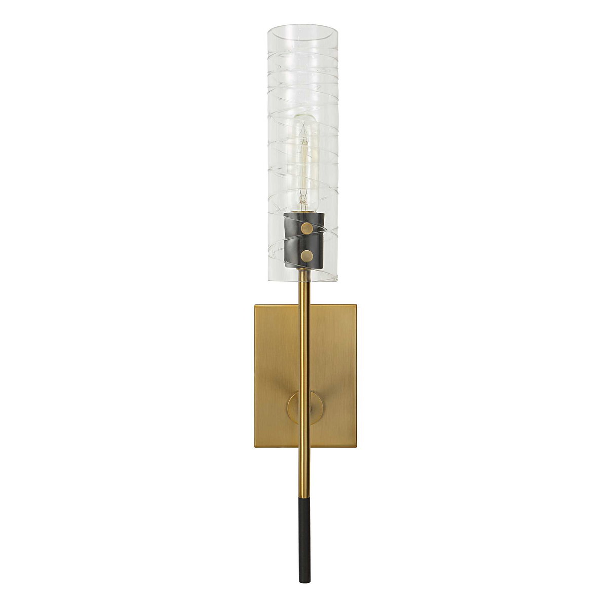 Telesto 1 Light Brass Sconce, by Uttermost, 4.5" width x 22" height x 6.75" depth View 3