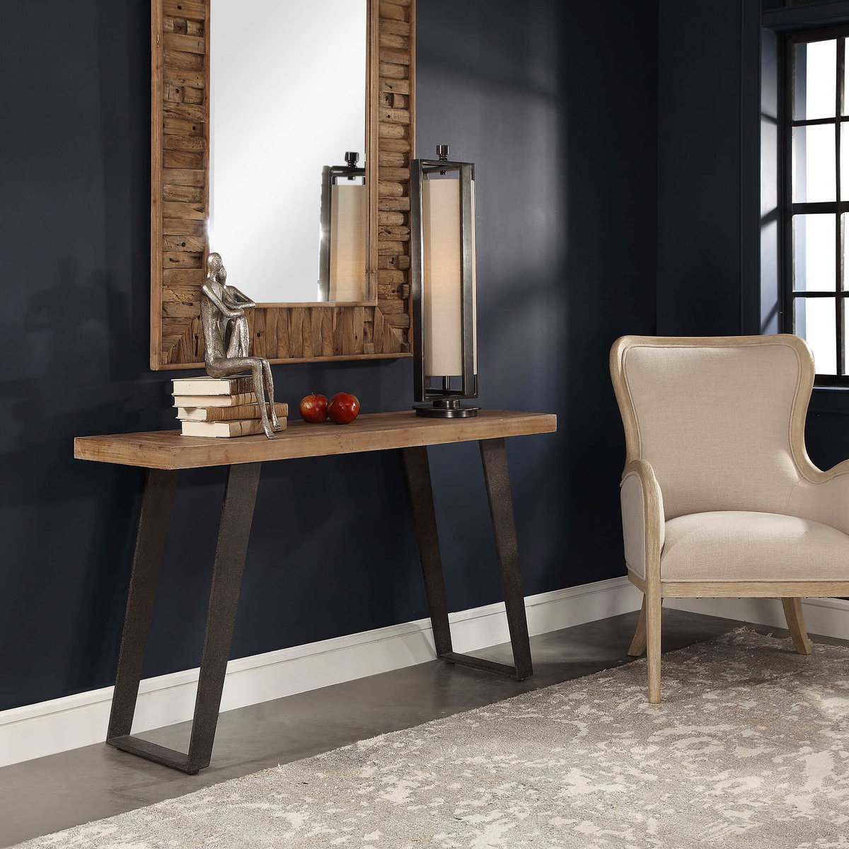 Freddy Weathered Console Table, by Uttermost, 55" width x 30" height x 15.75" depth View 6