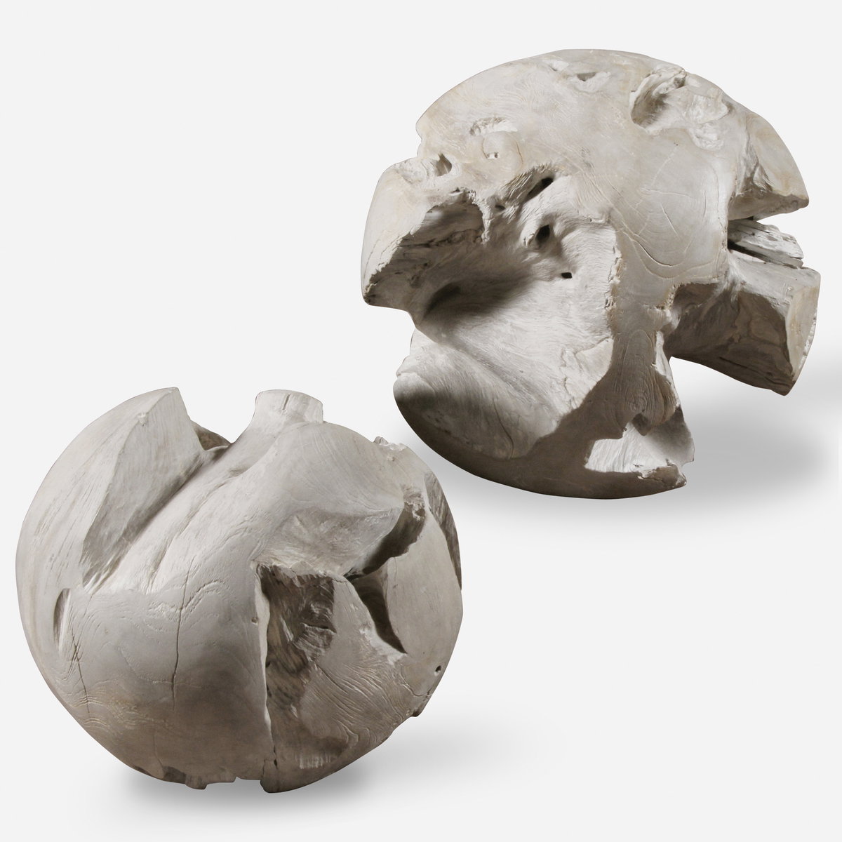 Ermanno Teak Balls Set/2, Tabletop Decor by Uttermost, 16" width x 16" height x 16" depth View 1