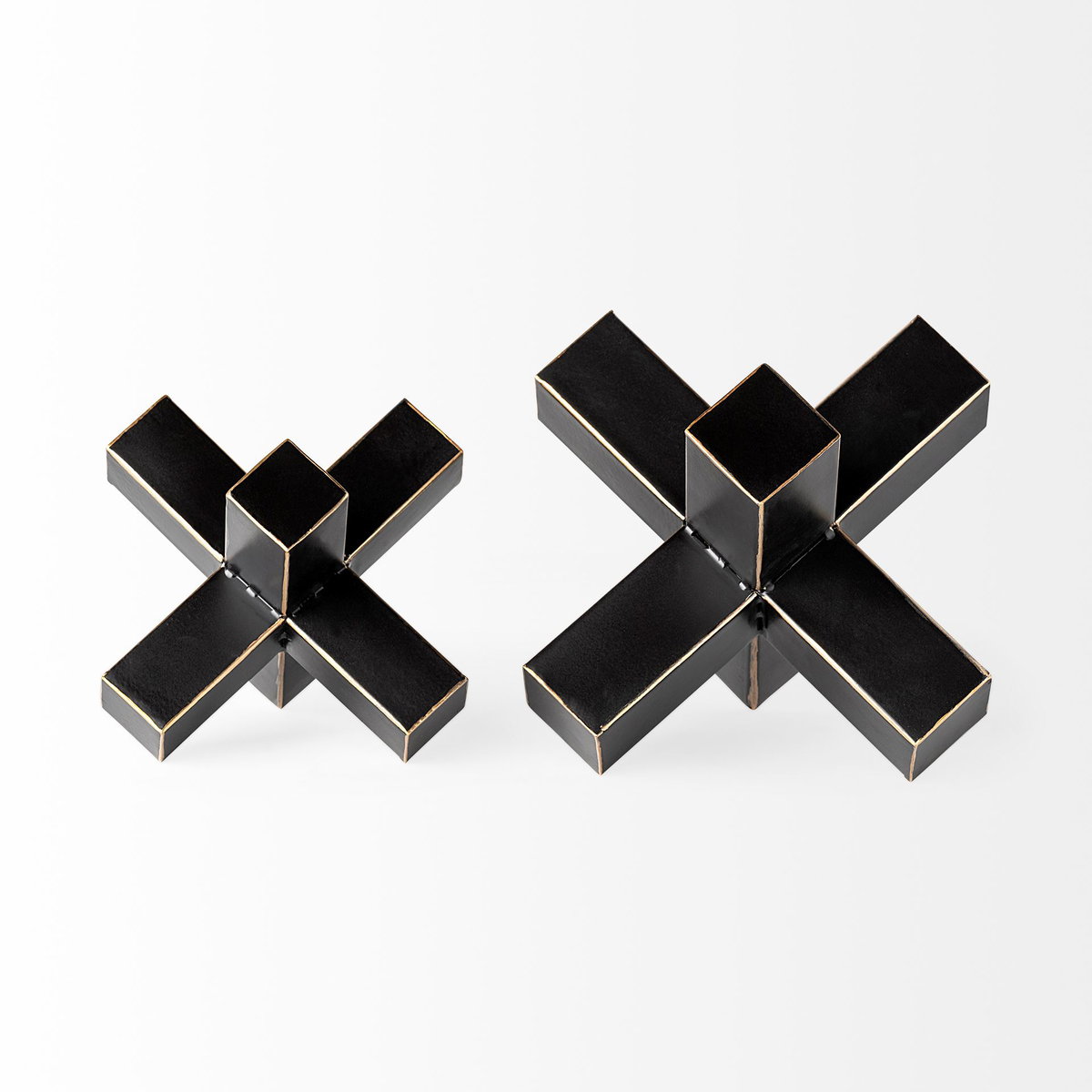Abel (Small) 8L x 7W Black Metal Jack with Gold Accents, Decorative Object by Mercana, 7.68" length x 6.69" width x 6.3" height View 6