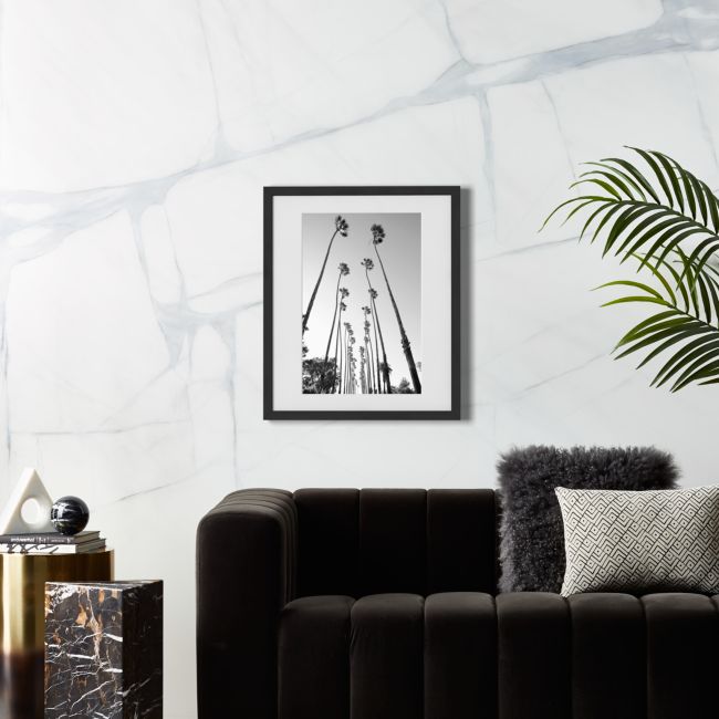 Online Designer Combined Living/Dining Palm Trees Road with Black Frame 21.5"x25.5