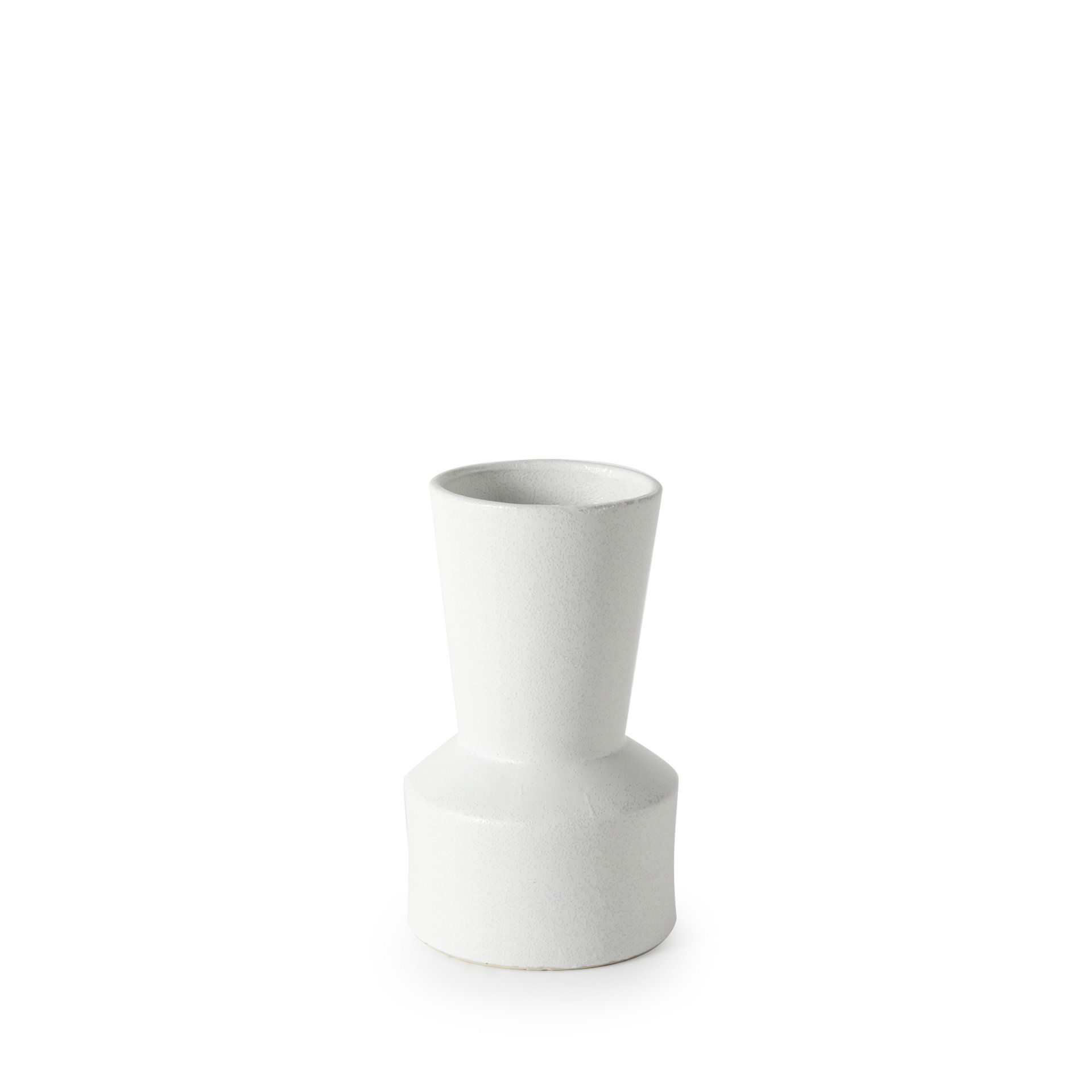 Laforge 9.4H Small White Ceramic Vase, by Mercana, 5.51" length x 5.51" width x 9.45" height View 1