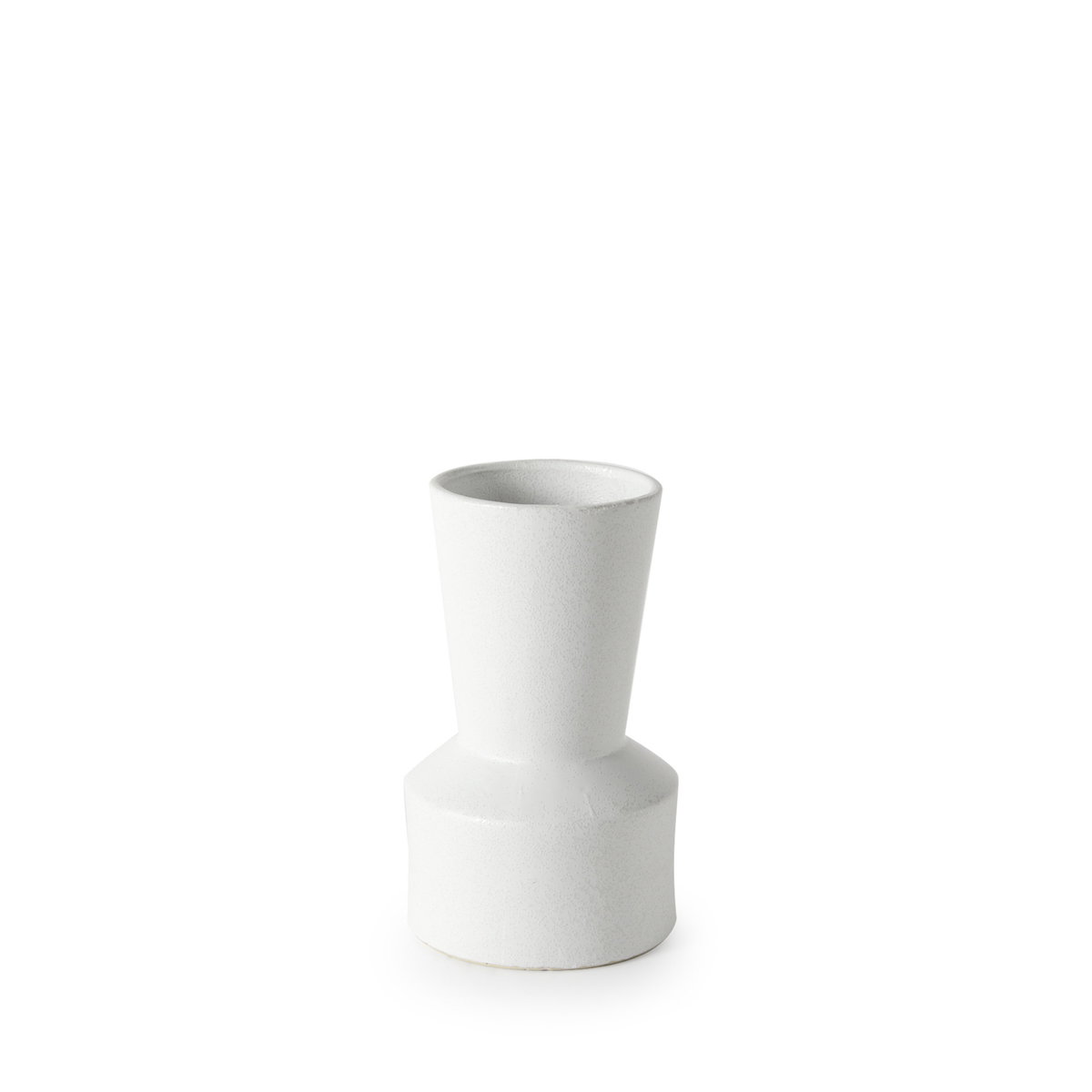 Laforge 9.4H Small White Ceramic Vase, by Mercana, 5.51" length x 5.51" width x 9.45" height View 1