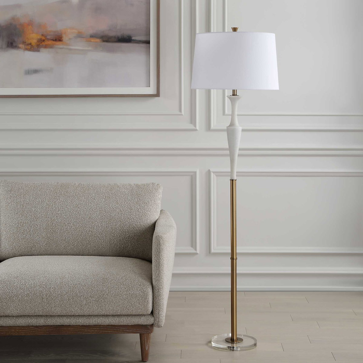 Colette White Stone Floor Lamp, by Uttermost, 19" width x 69" height x 19" depth View 4