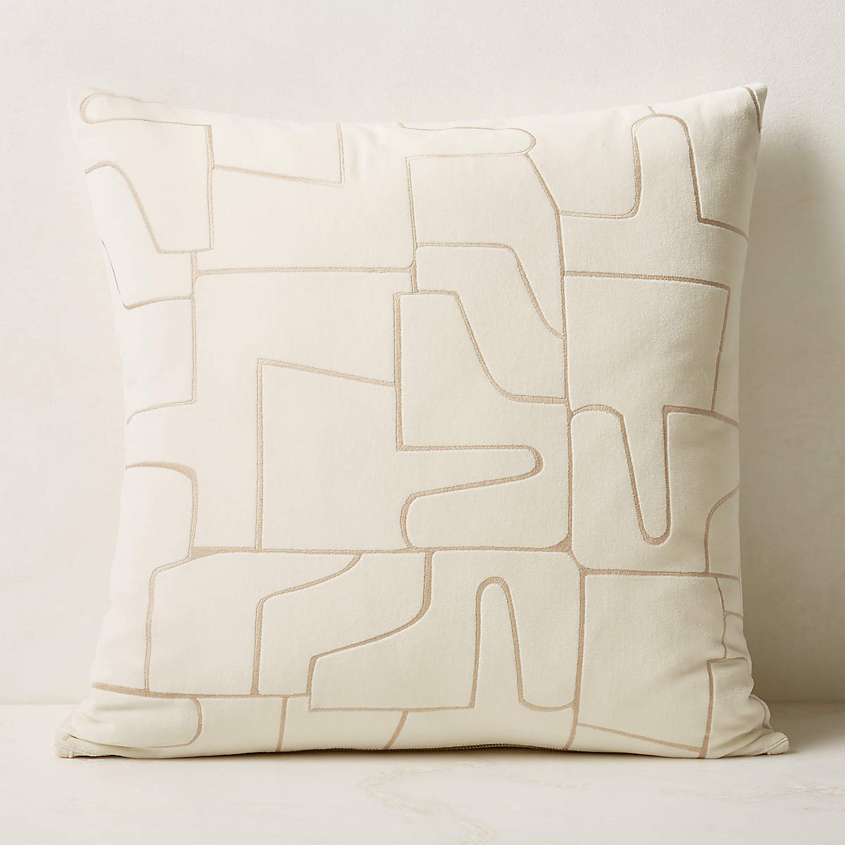 Online Designer Other Arabella White Velvet Throw Pillow with Down-Alternative Insert 23''