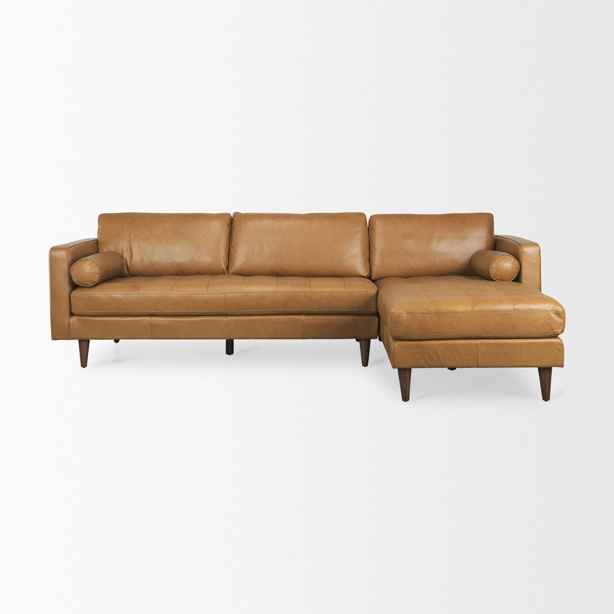 Svend 111.4L x 68.0W x 33.9H Tan Leather Right Chaise Sectional Sofa, by Mercana, 75.2" length x 37.8" width x 33.86" height View 4