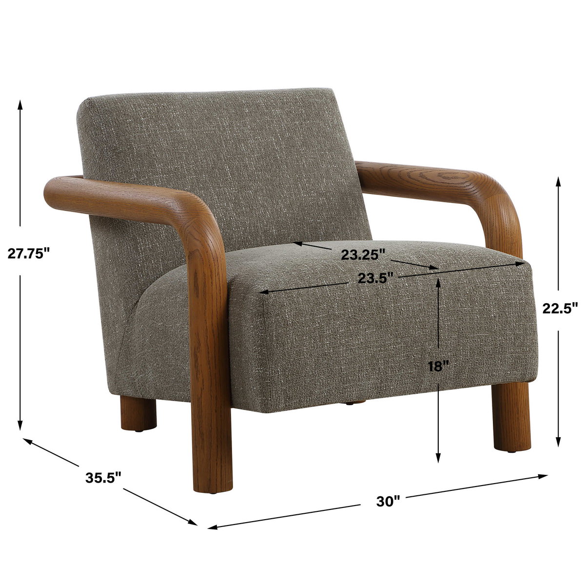 Balance Herb Green Accent Chair, by Uttermost, 30" width x 27.75" height x 35.5" depth View 3