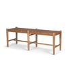 Shane Brown Wood with Woven Brown Leather Bench, Benche by Mercana, 52" length x 16.5" width x 18.75" height thumbnail 1