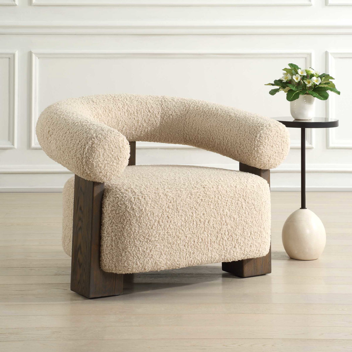 Lennox Shearling Accent Chair, by Uttermost, 38" width x 27" height x 31.5" depth View 4