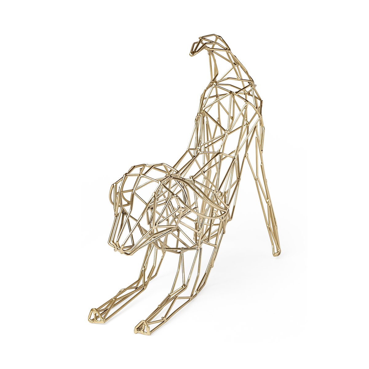 Frankie II 13L x 6W Gold Wire Framed Dog Shaped Decor, Decorative Object by Mercana, 13.39" length x 5.91" width x 12.2" height View 1