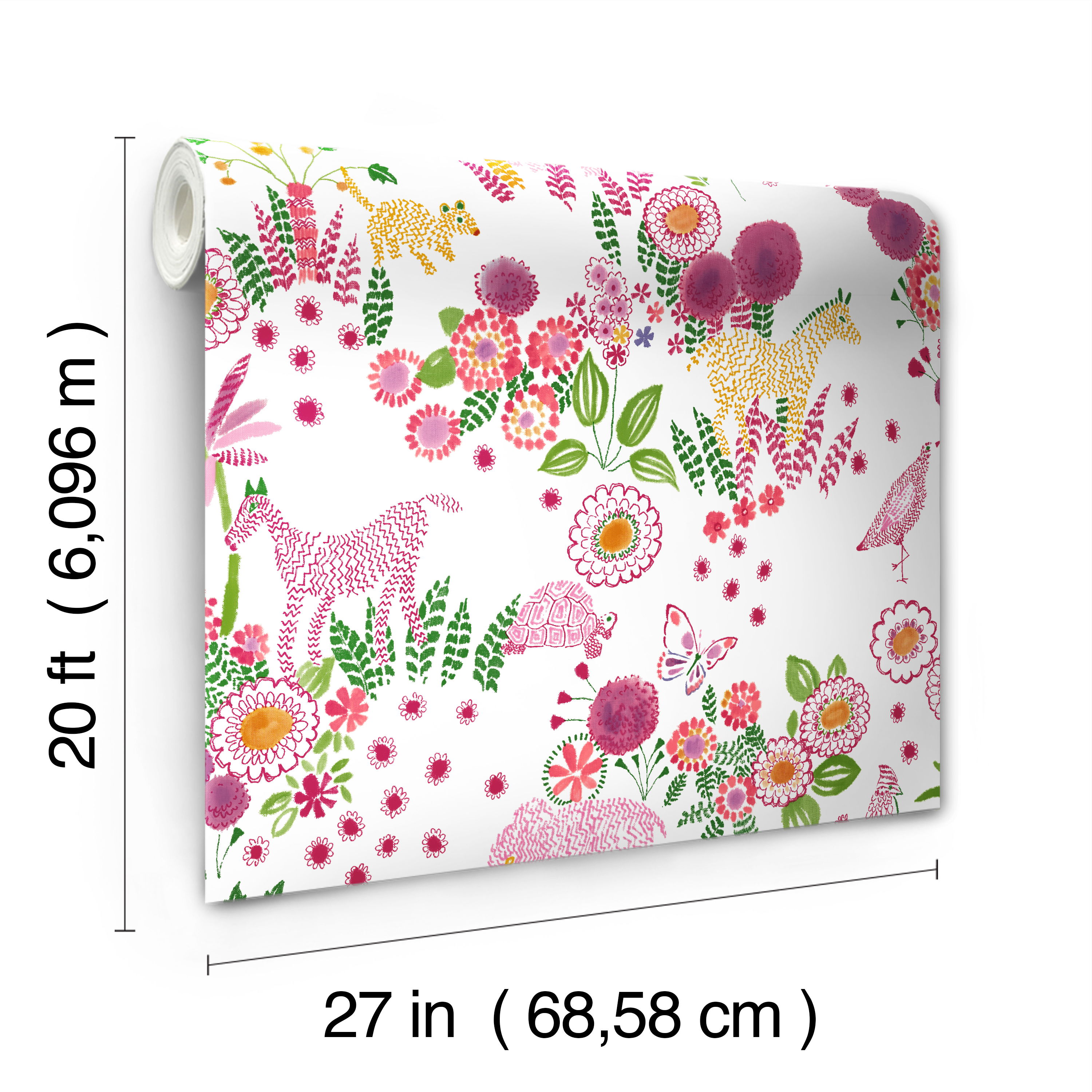 Reverie Pink & Green Peel & Stick Wallpaper, by York Wall, 20' length x 2'3" width x 0.02" depth View 8