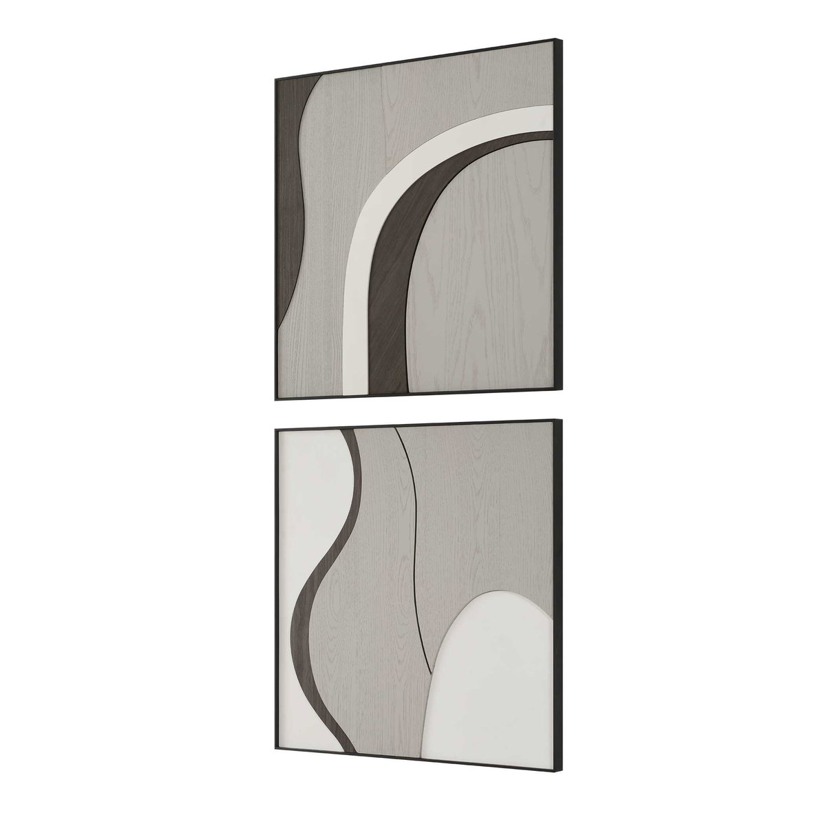 Joel Modern Wood Wall Art Set/2, Sculptural Wall Art by Uttermost, 27.75" width x 27.75" height x 1.37" depth View 5