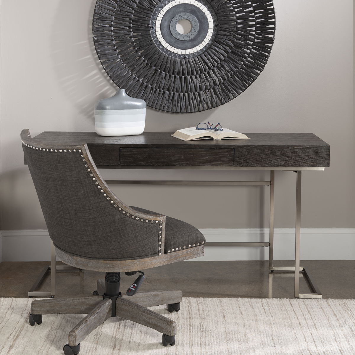 Claude Modern Oak Desk, by Uttermost, 56" width x 30" height x 20" depth View 2
