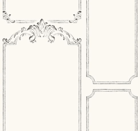 French Panel White & Black Wallpaper