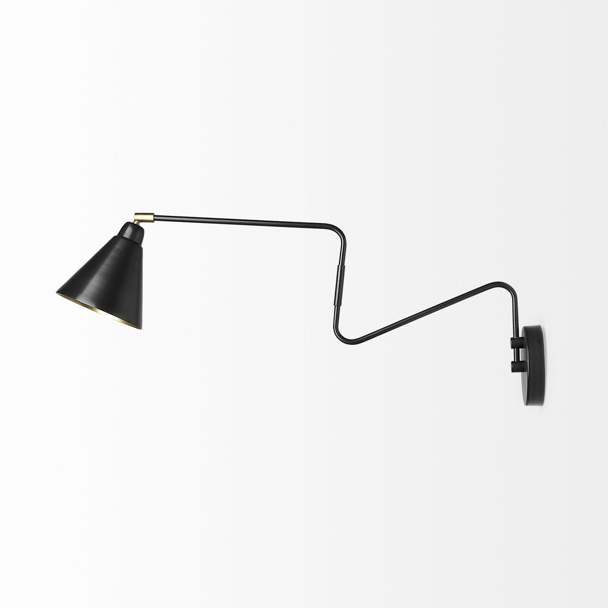 Cobalt 6L x 32W Black Metal Cone Shaped Swivel Wall Sconce, by Mercana, 6" length x 32" width x 12" height View 4