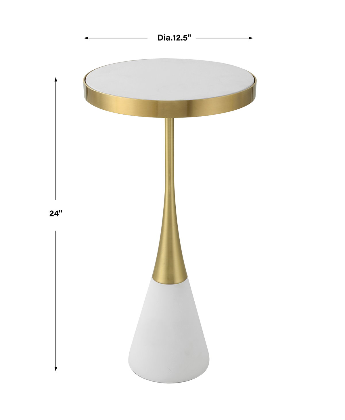 Apex White Concrete Accent Table, Side & End Table by Uttermost, 12.5" width x 24" height x 12.5" depth View 3