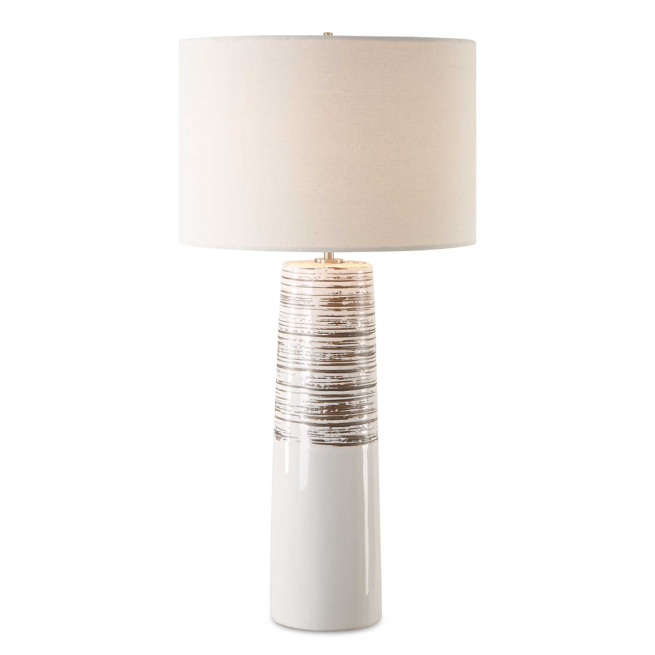 Haven White Glaze Table Lamp, by Uttermost, 15" width x 29.5" height x 15" depth View 1