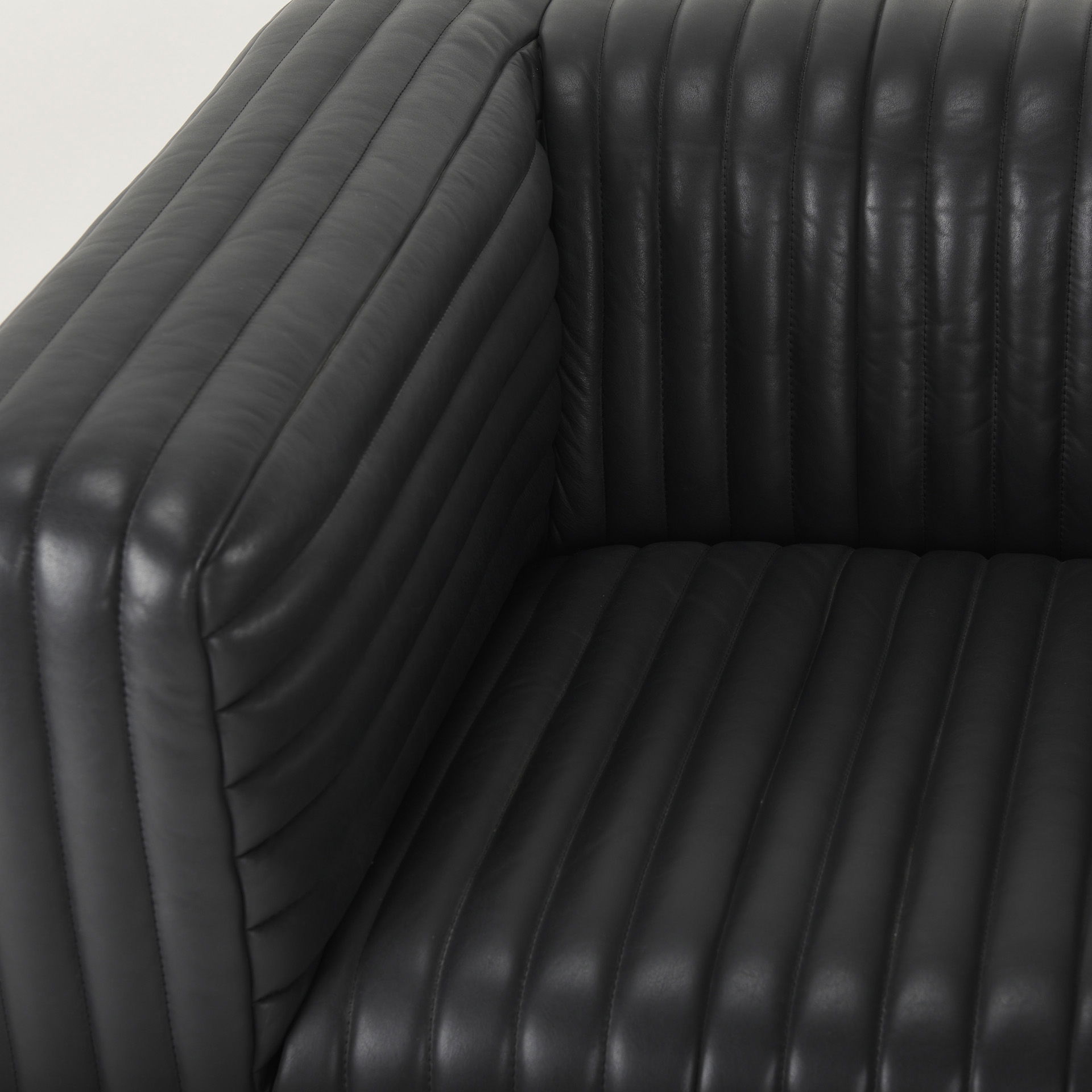 Ricciardo Black Leather Upholstered Arm Chair, Accent Chair by Mercana, 45.28" length x 38.19" width x 26.38" height View 8
