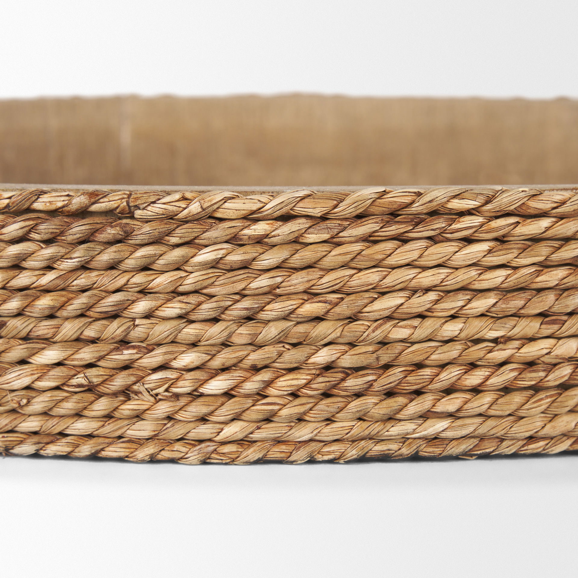 Wheaton Light Brown Wood with Natural Jute Serving Trays, Decorative Tray by Mercana, 20" length x 12.12" width x 4.75" height View 10