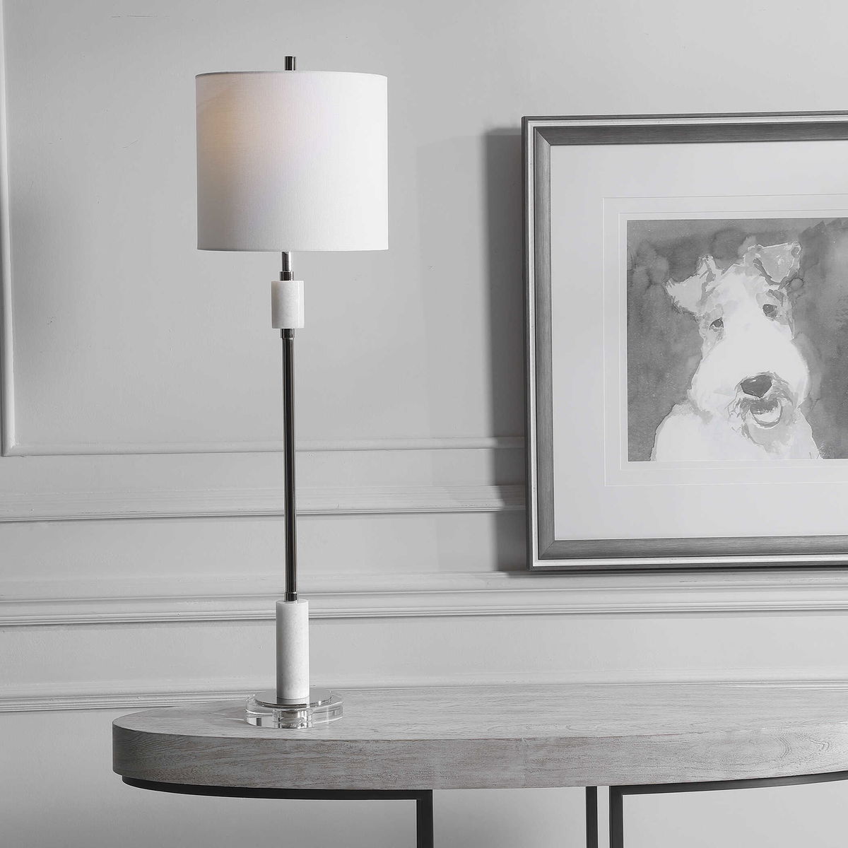 Sussex Nickel Buffet Lamp, Table Lamp by Uttermost, 10" width x 35" height x 10" depth View 9
