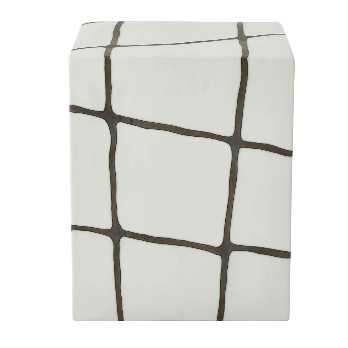 Rocklyn White Cube Garden Stool, Side & End Table by Uttermost, 13" width x 16.25" height x 13" depth View 5