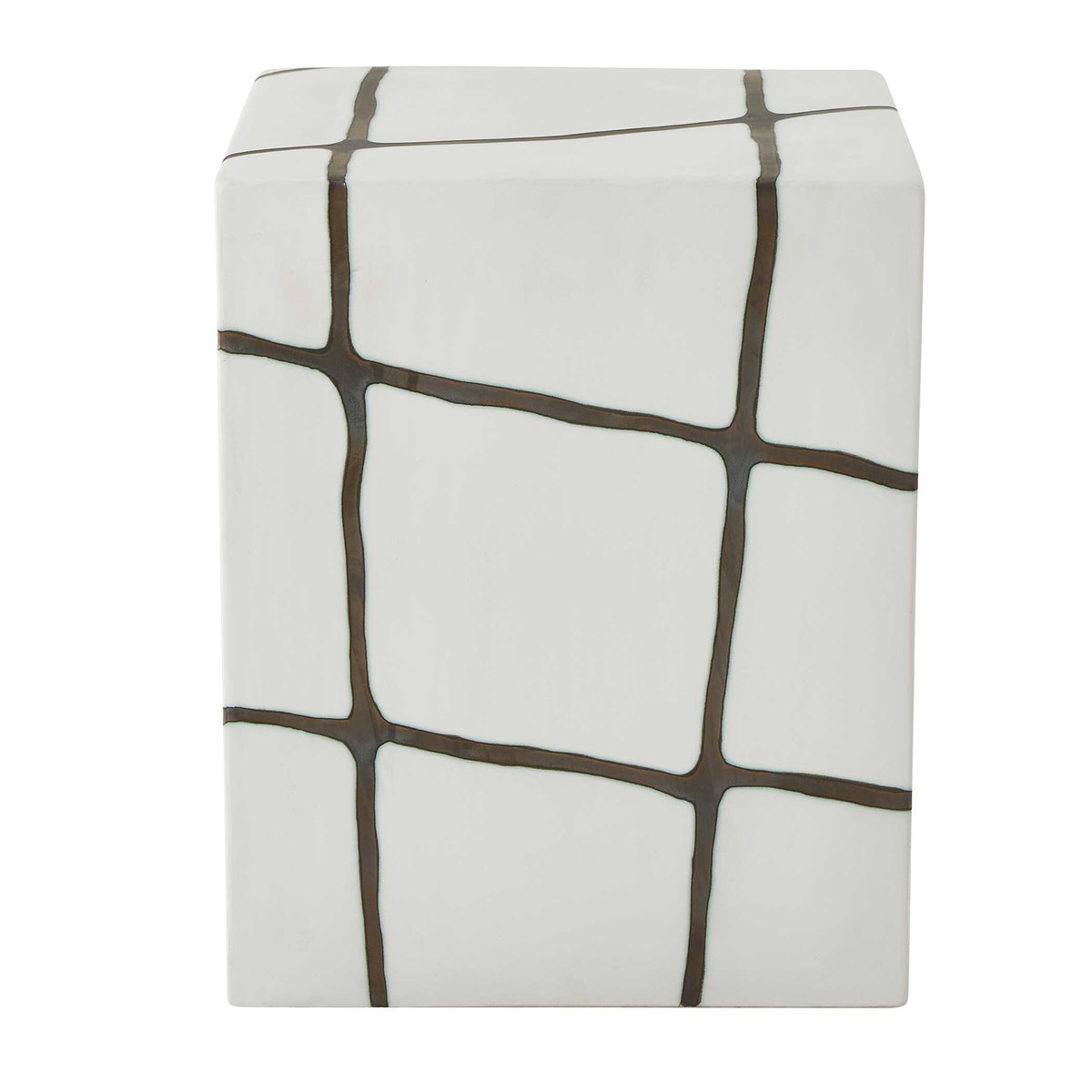 Rocklyn White Cube Garden Stool, Side & End Table by Uttermost, 13" width x 16.25" height x 13" depth View 5