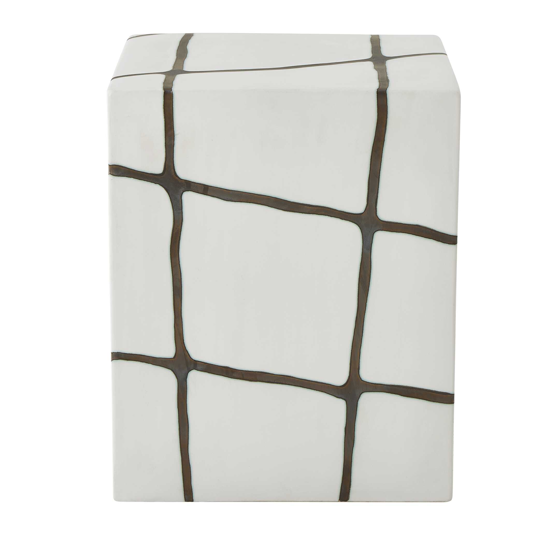 Rocklyn White Cube Garden Stool large image 