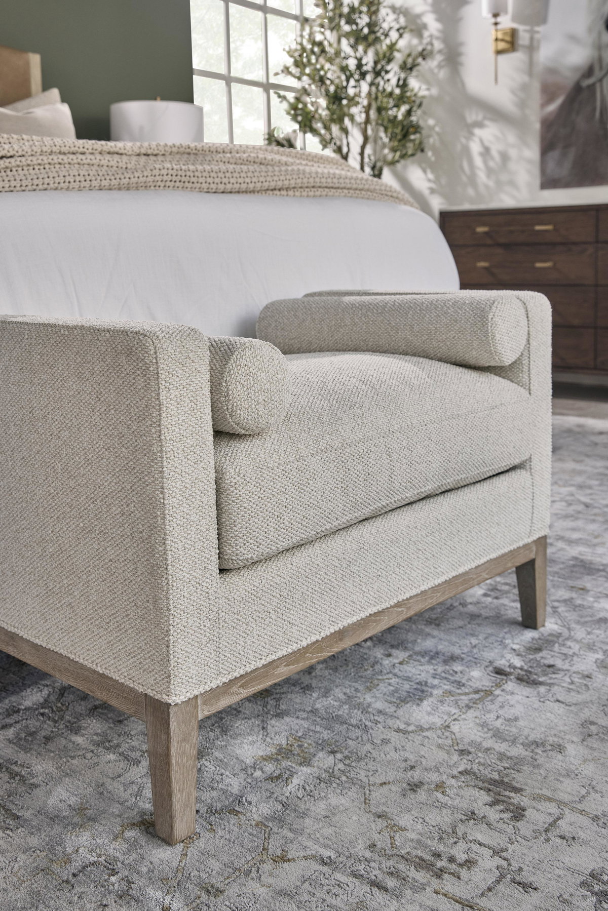 Keaton Upholstered Accent Stool, Ottoman by Essentials for Living, 35.5" width x 24.75" height x 23" depth View 7