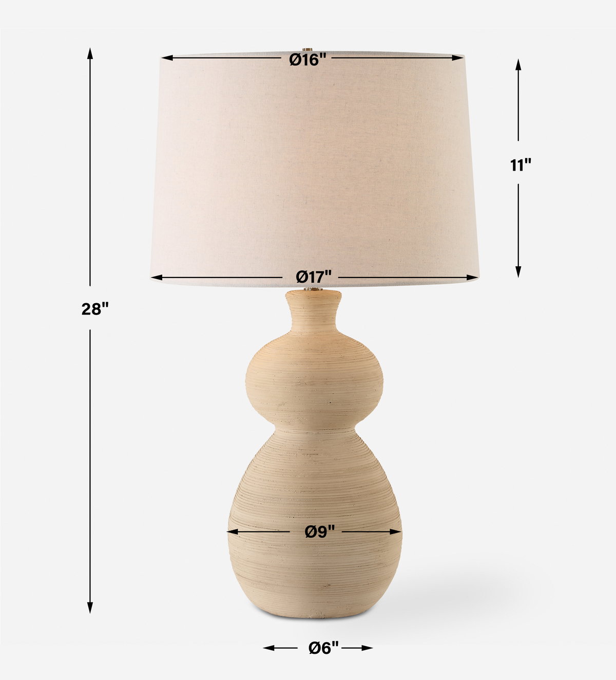 Pueblo Fired Clay Table Lamp, by Uttermost, 1'5" width x 2'4" height x 1'5" depth View 3