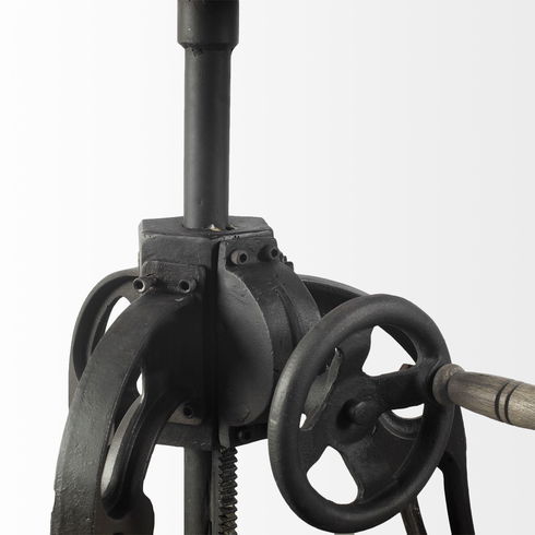 Emslie III 30" Round White Marble Top Black Metal Base Dining Table