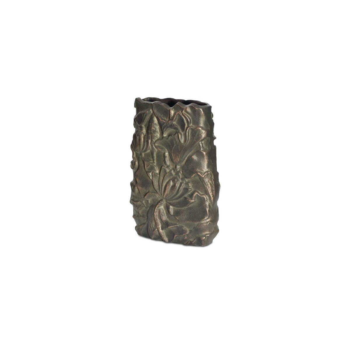 Sabine Cast Aluminum Vase Antique Brass, by Moe's Home, 7.5" width x 11" height x 1.5" depth View 3