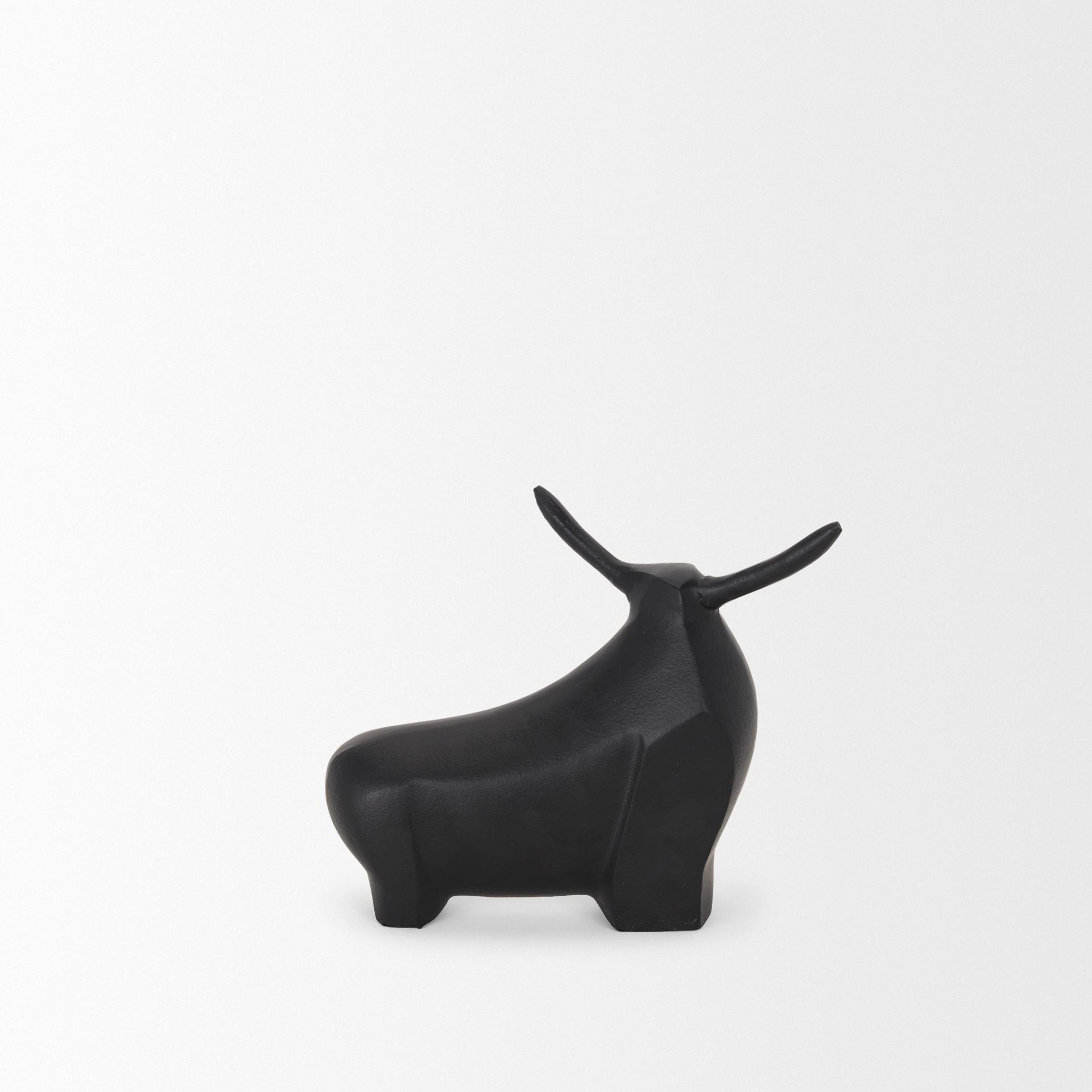 Radu Small Matte Black Metal Bull Decorative Object, by Mercana, 9.5" length x 3.25" width x 7.75" height View 8