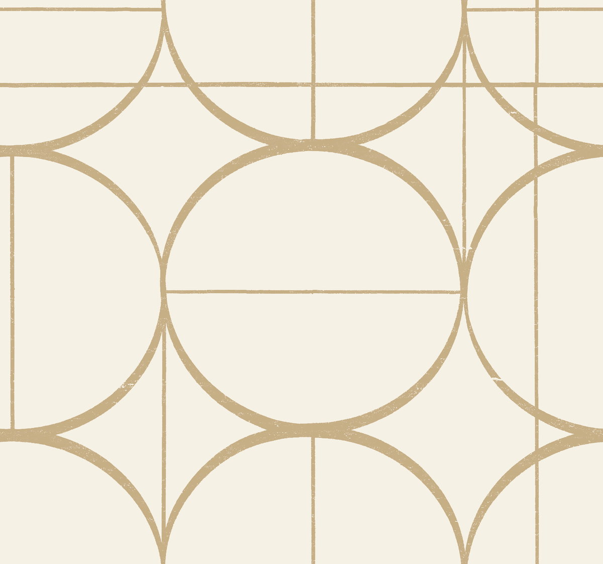 Sun Circles Cream & Gold Wallpaper, by York Wall, 26'10.8" length x 2'3" width x 0.02" depth