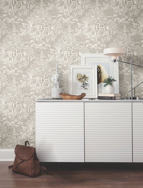 Chinoiserie Beige Wallpaper