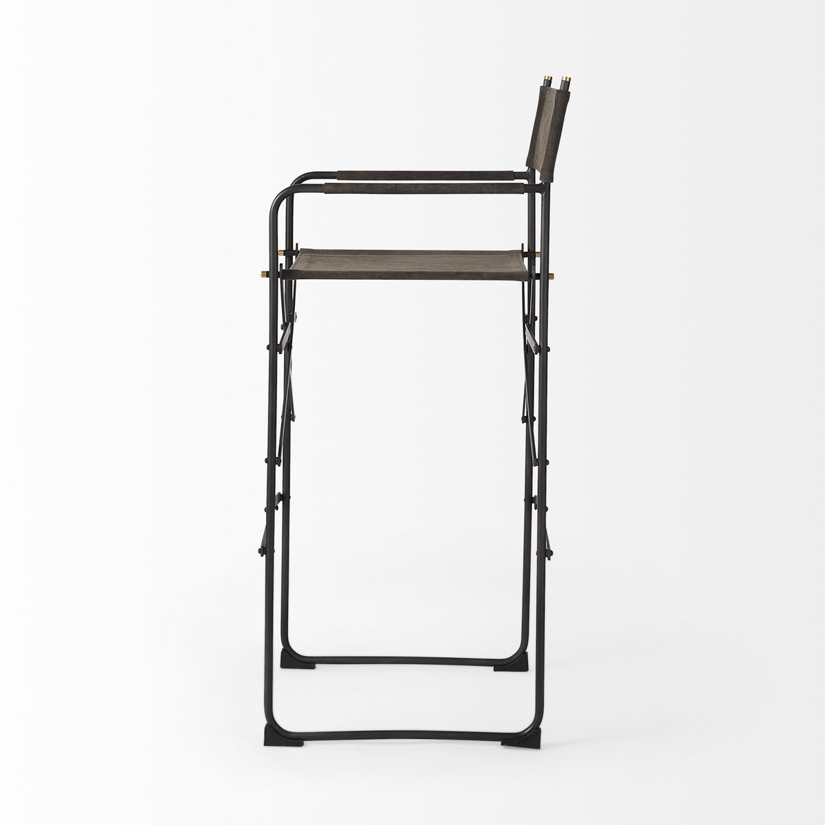 Direttore Backless 44.3in Seat Bar Stool | Brown/Gray Suede with Metal, Counter & Bar Stool by Mercana, 19.3" length x 20" width x 44.25" height View 4