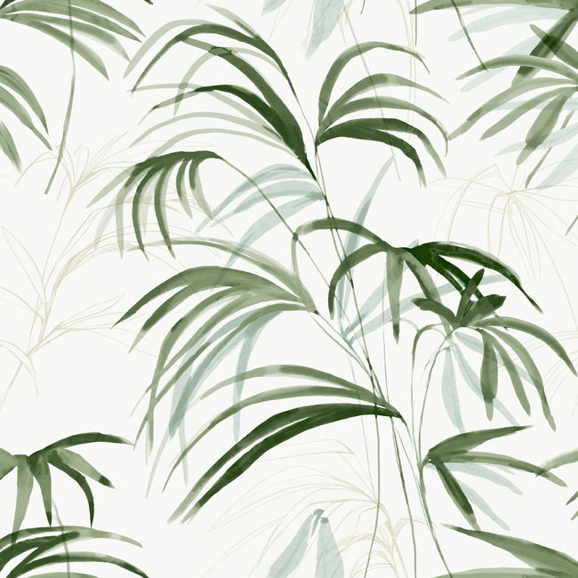 Inky Green Palms Wallpaper large image 