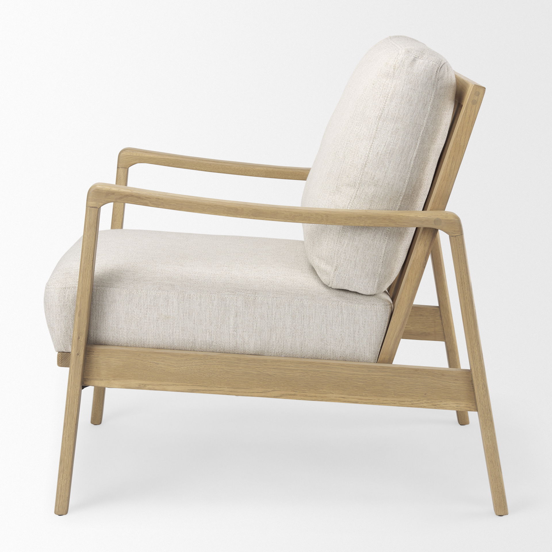 Raeleigh  Cream Fabric with Light Brown Wood Accent Chair large image 