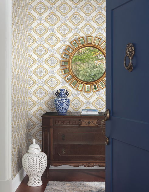 Garden Trellis Ochre Wallpaper