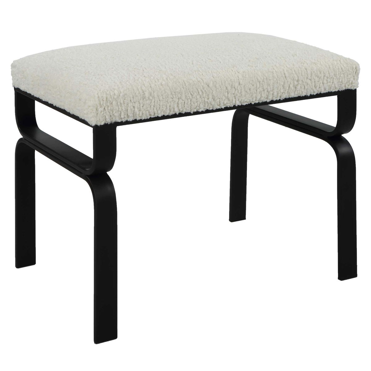 Diverge White Shearling Small Bench, Benche by Uttermost, 22.75" width x 18.75" height x 15.12" depth View 5
