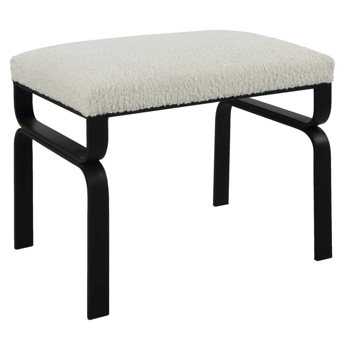 Diverge White Shearling Small Bench, Benche by Uttermost, 22.75" width x 18.75" height x 15.12" depth View 5
