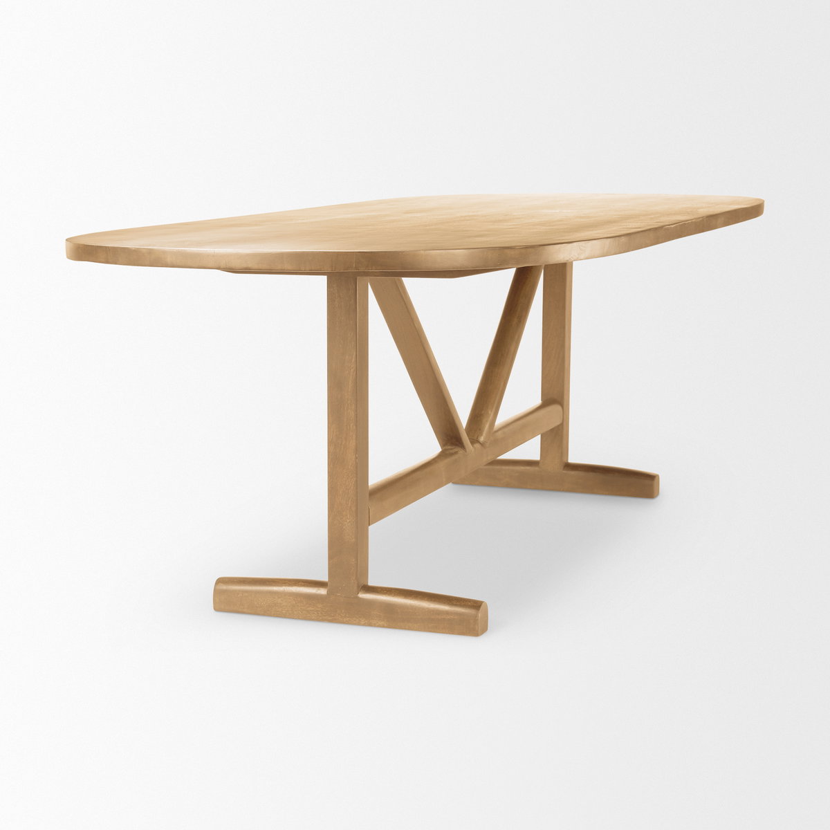 Viktor 94'L Light Brown Solid Wood Dining Table, by Mercana, 94" length x 42" width x 30" height View 5