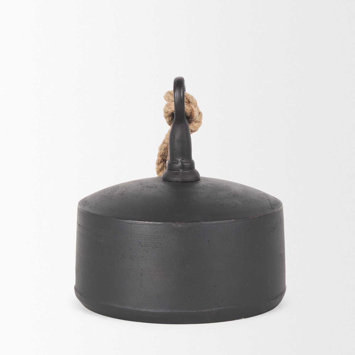 Quincy Large Matte Black Metal Decorative Bell Object, Decorative Object by Mercana, 7" length x 7" width x 7.75" height View 5