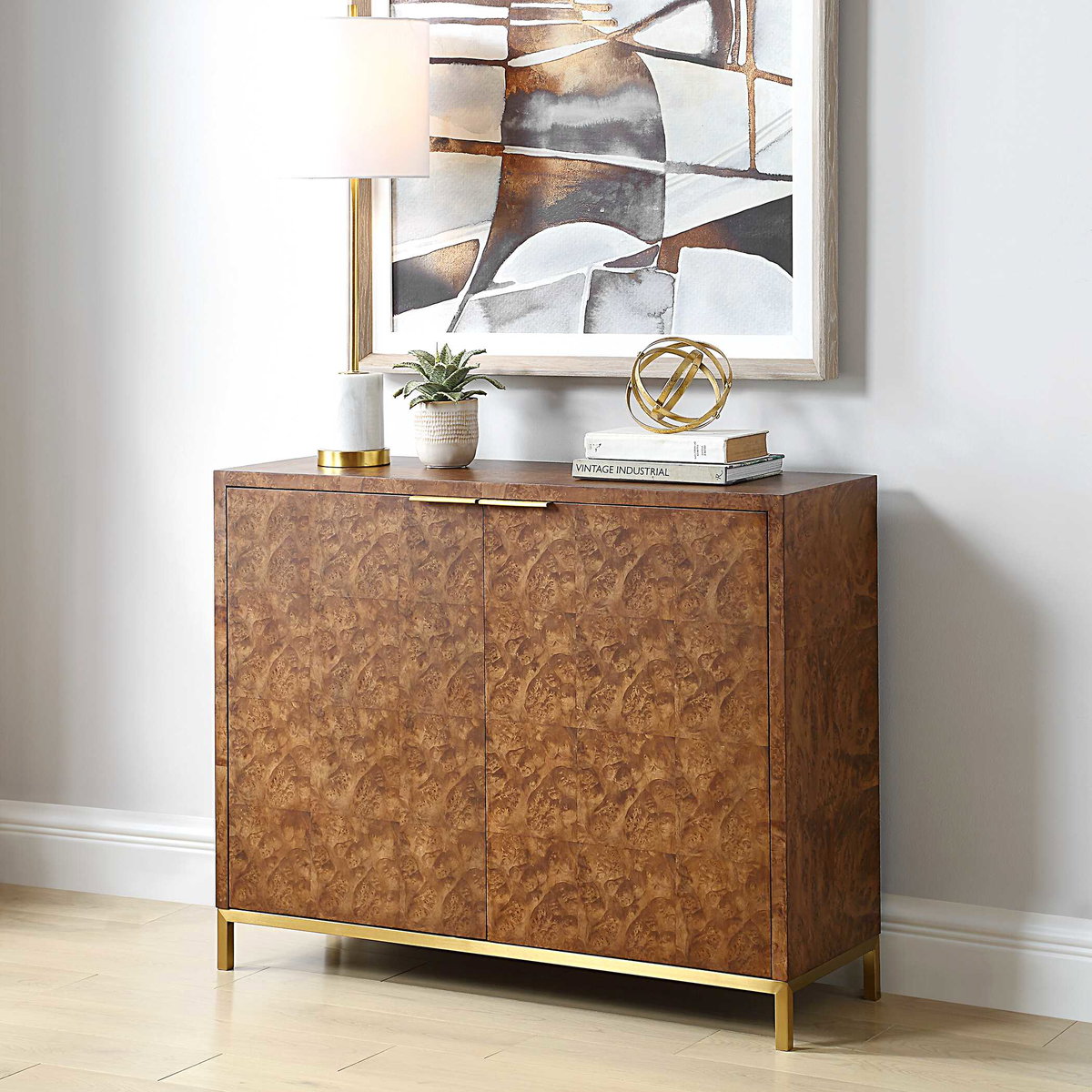 Jethro Burl 2 Door Cabinet, Furniture by Uttermost, 40" width x 32" height x 13" depth View 4