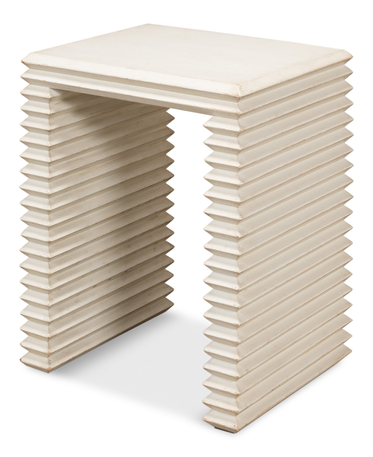 Stacked Side Table  Antique White, by Sarreid, 1'4" length x 1'8" width x 2' height View 1