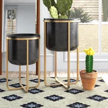 Online Designer Bedroom Fidler Round Mid Century Modern Planter Set