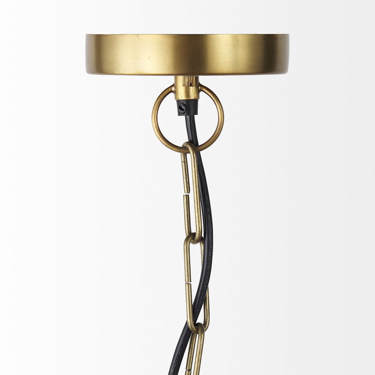 Fenton   Black with Antiqued Gold Accents Pendant Light, by Mercana, 18" length x 18" width x 23" height View 5