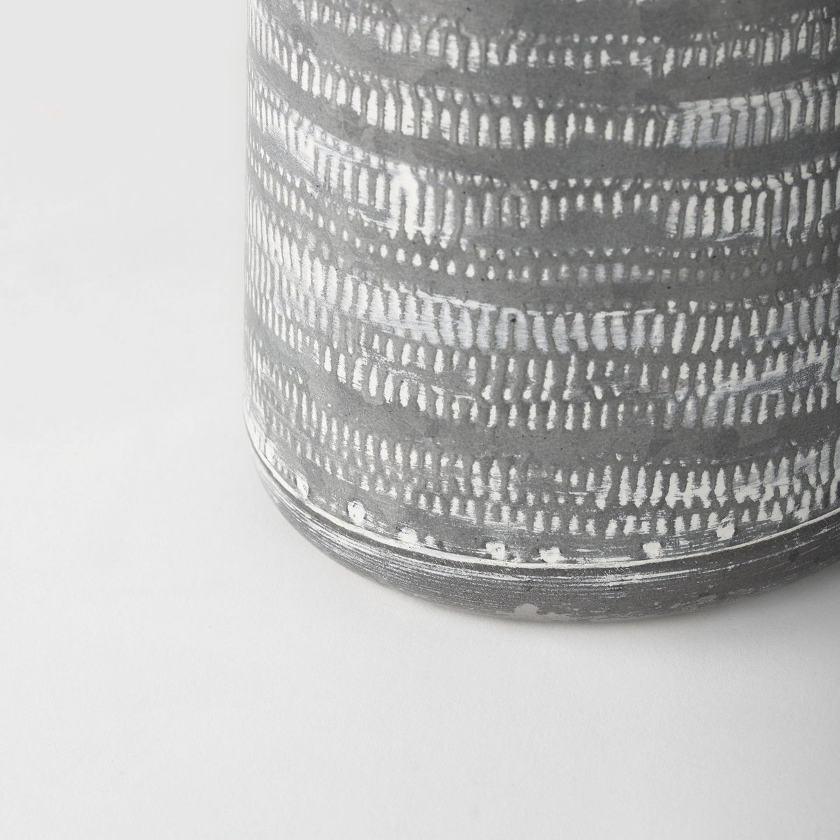 Serena I 8H Small Gray/White Textured Metal Jug, Decorative Jar by Mercana, 8" length x 5.1" width x 7.8" height View 9