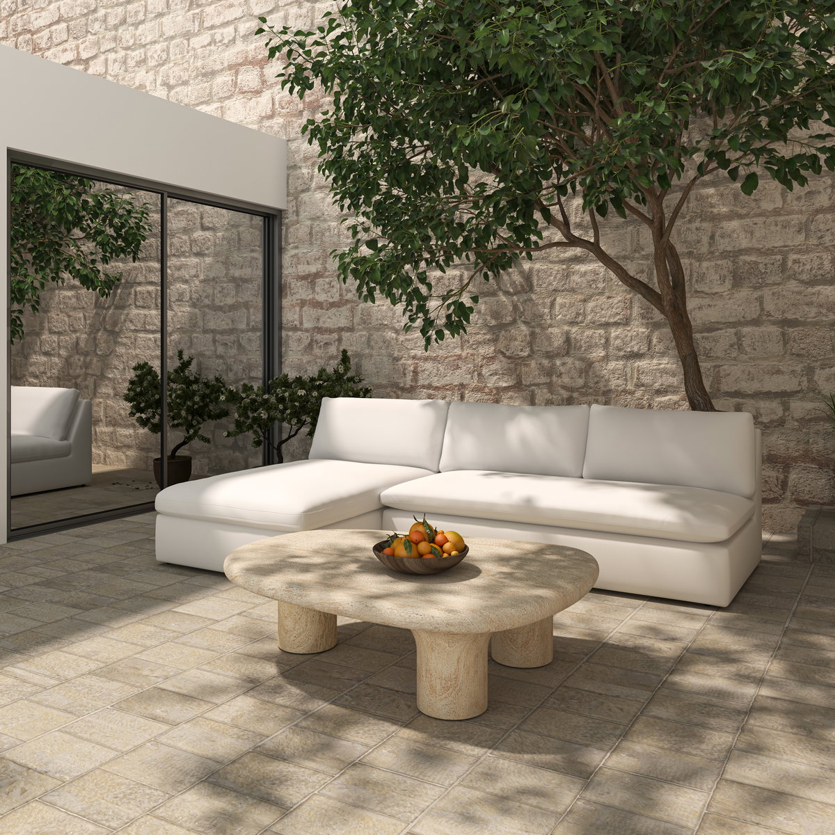 Miles Outdoor Modular 2 Piece White, Outdoor Furniture by Moe's Home, 9'6" width x 2'11.8" height x 5'5" depth View 8