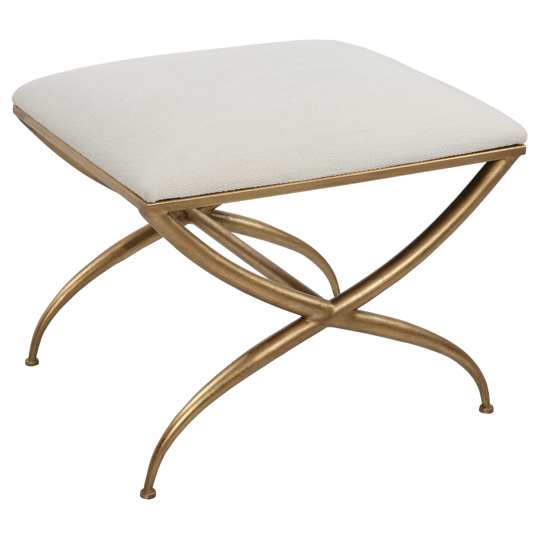 Crossing Small White Bench, Furniture by Uttermost, 23.5" width x 20" height x 18" depth View 4