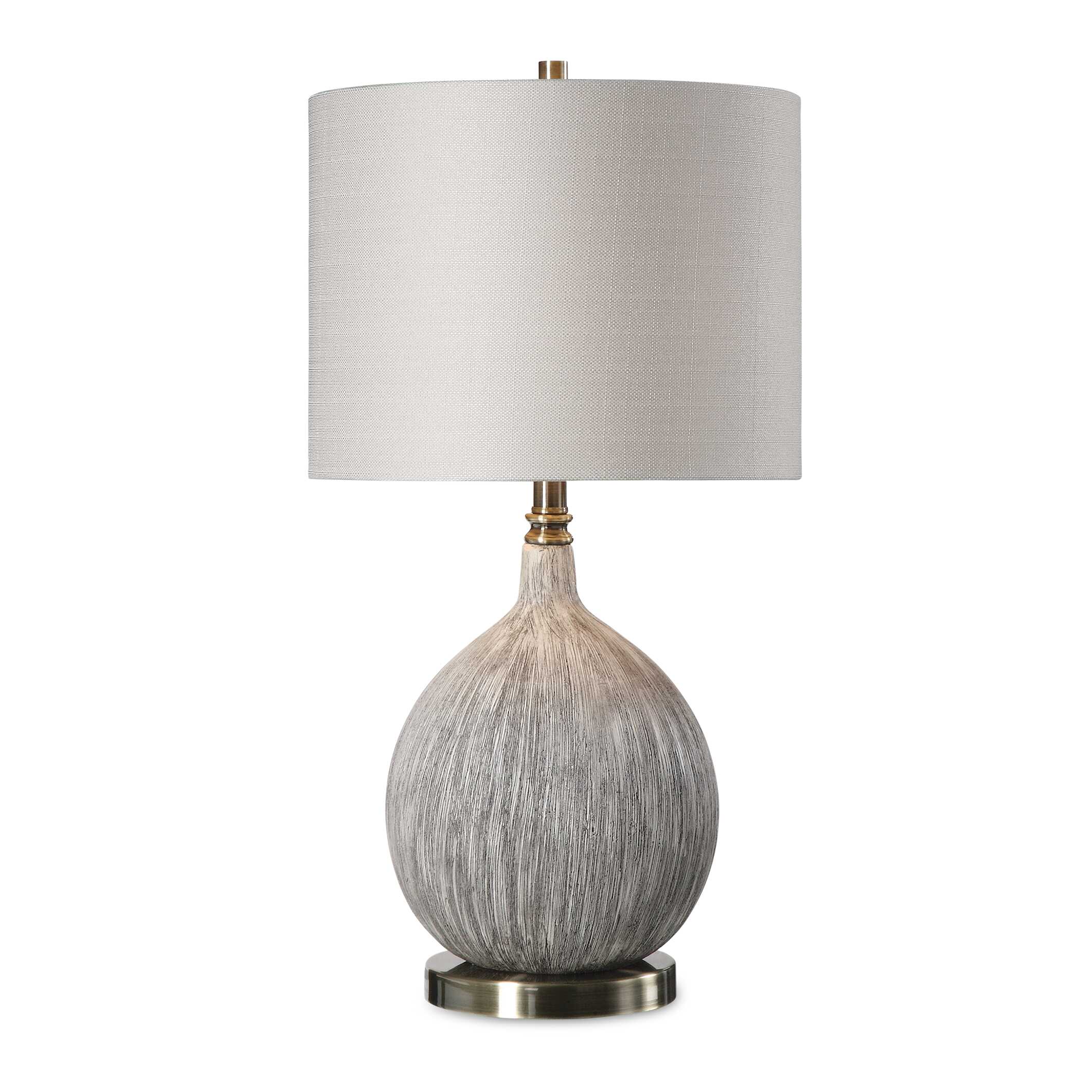 Hedera Textured Ivory Table Lamp, by Uttermost, 14" width x 26.5" height x 14" depth View 1